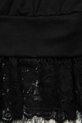 Czarna sukienka dresowa z koronką