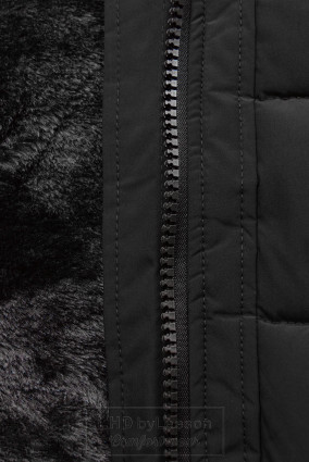 Czarna zimowa kurtka z ściąganim w pasie