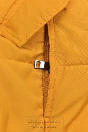 Żółta kurtka zimowa z szarym pluszem
