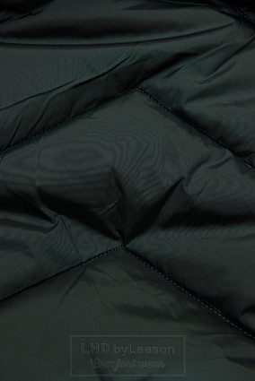 Ciemnozielona pikowana kurtka zimowa z odpinanym kapturem