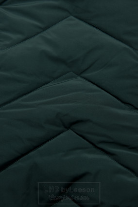 Ciemnozielona pikowana kurtka zimowa z odpinaną kapturem
