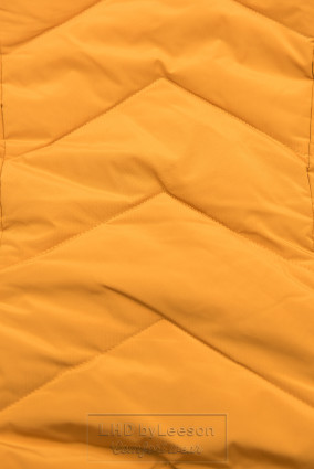 Żółta pikowana kurtka zimowa z odpinaną kapturem