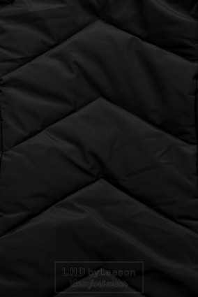 Czarna pikowana kurtka zimowa z odpinaną kapturem