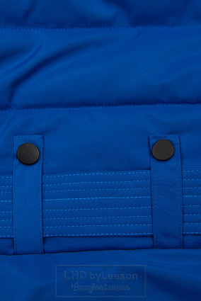 Kobaltowo-niebieska kurtka zimowa z paskiem