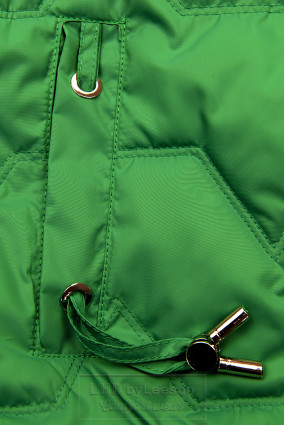 Zielona przejściowa kurtka z lamówką w kratkę