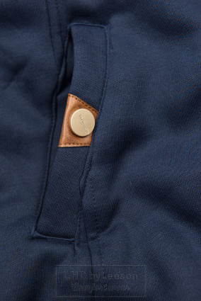 Granatowa długa bluza z pikowanym kapturem