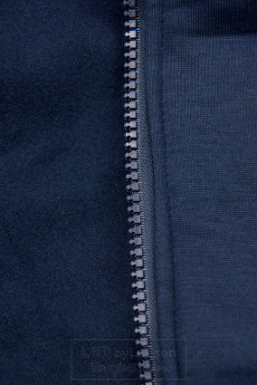 Granatowa długa bluza z pikowanym kapturem
