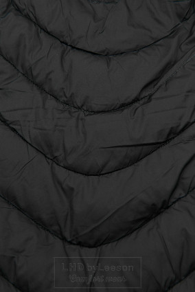 Czarna pikowana kurtka ocieplona pluszem