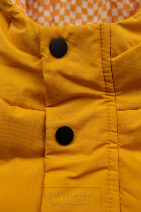 Żółta zimowa kurtka z uszami na kapturze