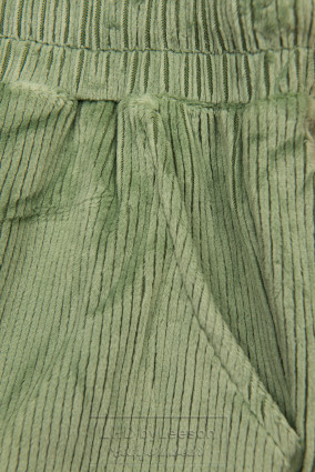 Zielone spodnie codzienne ze sztruksowym wzorem