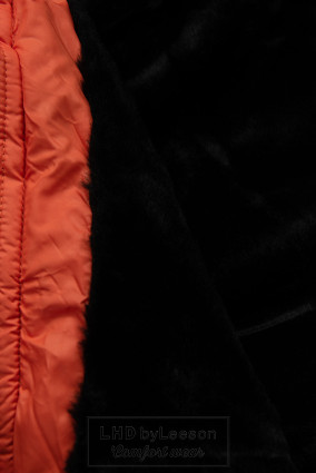 Błyszcząca kurtka zimowa czarna/pomarańczowa