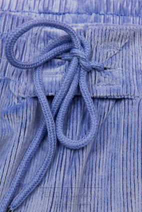 Niebiesko-fioletowe spodnie z troczkami w pasie
