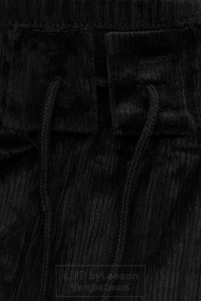 Czarne spodnie z troczkami w pasie