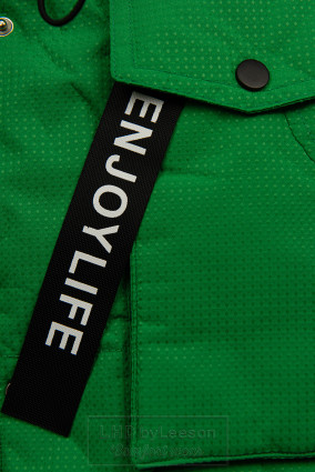 Zielona kurtka dziecięca  z ciągnięcim w pase