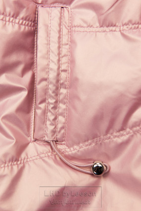 Perłowo-różowa kurtka przejściowa z kapturem