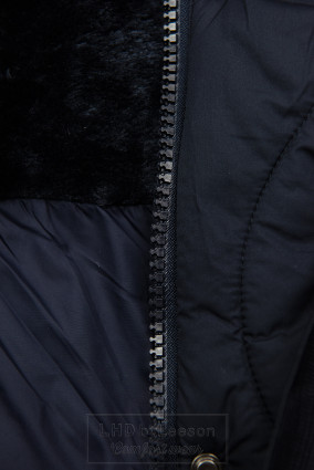 Granatowa pikowana kurtka ze ściągaczem w pasie