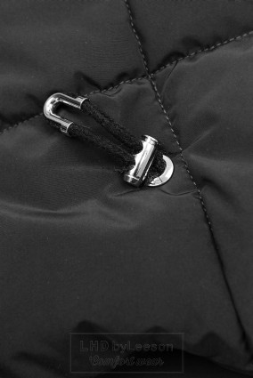 Czarna/karmelowa kurtka zimowa ze srebrnym obszyciem