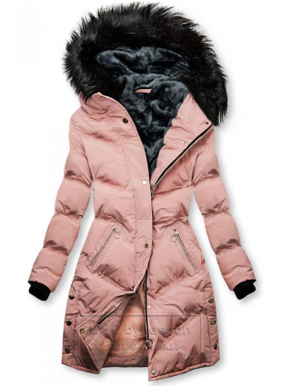 Różowa pikowana kurtka zimowa