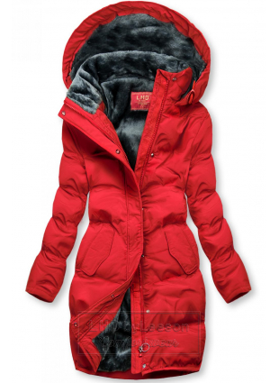Czerwona kurtka zimowa z pluszową podszewką