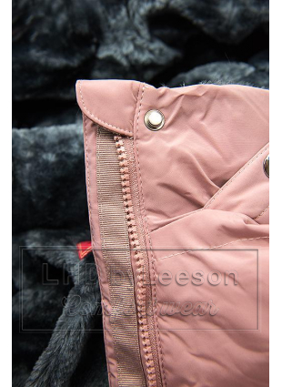 Różowa kurtka zimowa z pluszową podszewką