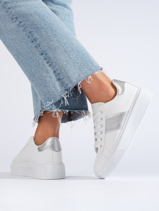 Białe damskie buty sneakersy na platformie