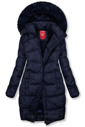 Granatowa kurtka zimowa w pikowanym designe