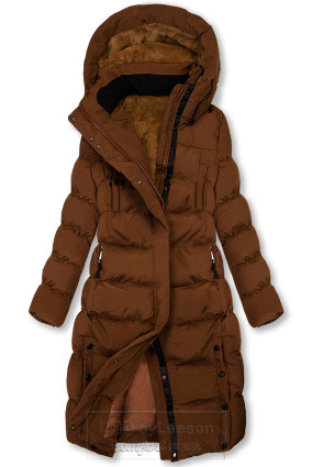 Wyjątkowo ciepła długa kurtka zimowa w brązowym kolorze