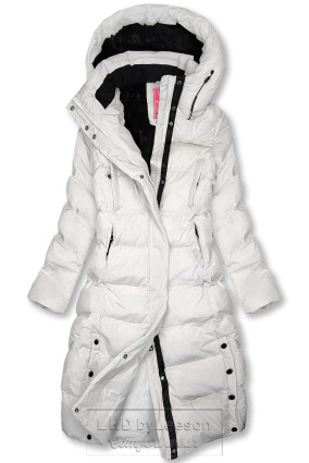 Wyjątkowo ciepła długa kurtka zimowa w białym kolorze