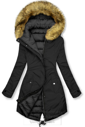 Dwustronna kurtka zimowa z futerkiem czarna