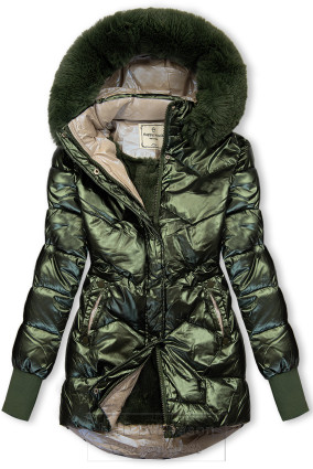 Zielona błyszcząca kurtka zimowa dla dziewczynki