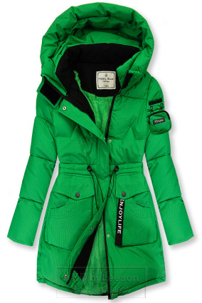 Zielona kurtka dziecięca  z ciągnięcim w pase