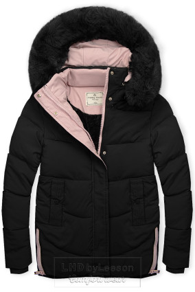 Zimowa kurtka dziecięca czarno/różowa