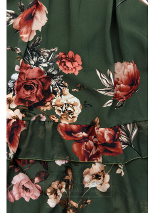 Khaki sukienka w kwiatki