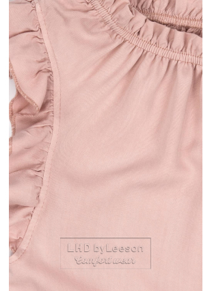 Pudrowo-różowa letnia bluzka bez rękawów