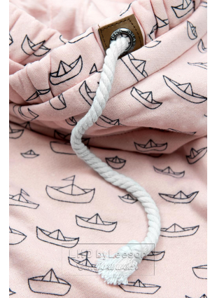 Pudrowo-różowa bluza z marynistycznym motywem