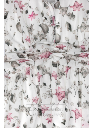 Biała maxi suknia z kwiatami Rafaela