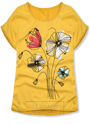 Żółta bluzka z nadrukiem kwiatów