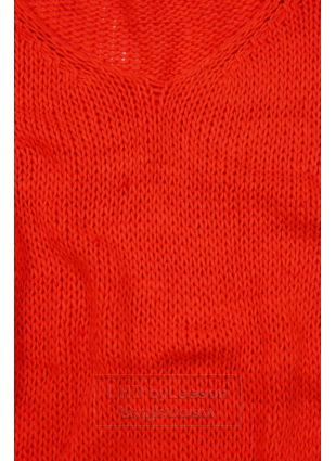 Neonowo-pomarańczowy sweter z dzianiny