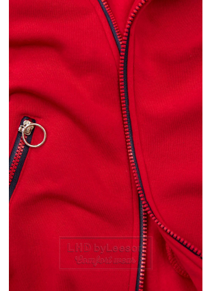 Czerwona bluza z asymetrycznym zamkiem