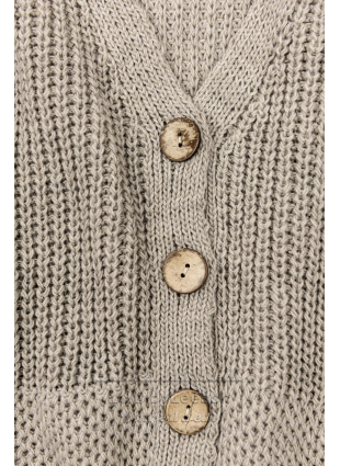Cappuccino dzianinowy sweter na guziki