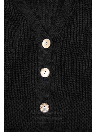 Czarny dzianinowy sweter na guziki