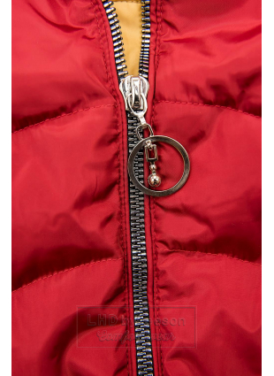 Czerwona pikowana ocieplana kurtka