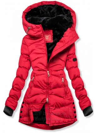 Czerwona pikowana kurtka zimowa z pluszową podszewką