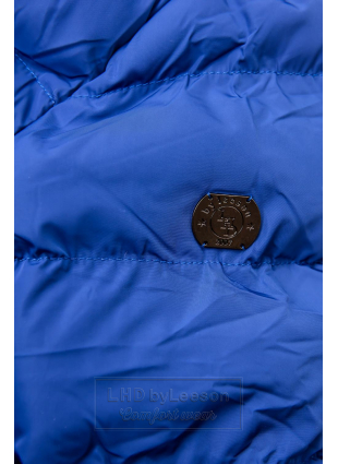 Niebieska pikowana kurtka zimowa z pluszową podszewką