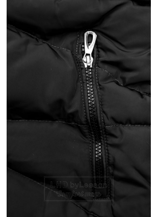 Czarna pikowana kurtka zimowa z pluszową podszewką
