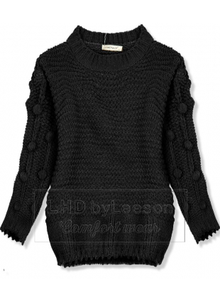 Czarny sweter z kuleczkami