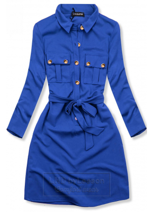 Kobaltowo-niebieska koszulowa sukienka