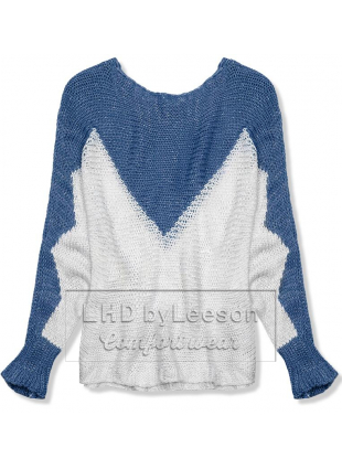 Ciemnoniebieski sweter z rękawami typu nietoperz