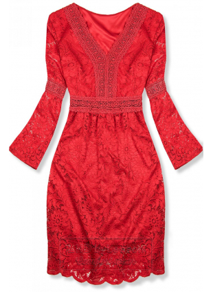 Czerwona elegancka koronkowa sukienka