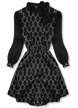 Czarna sukienka ze srebrnym wzorem